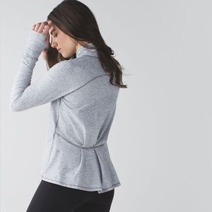 {Lululemon} Warm Your Core Long Sleeve Shirt Tonka Stripe Heathered Slate White